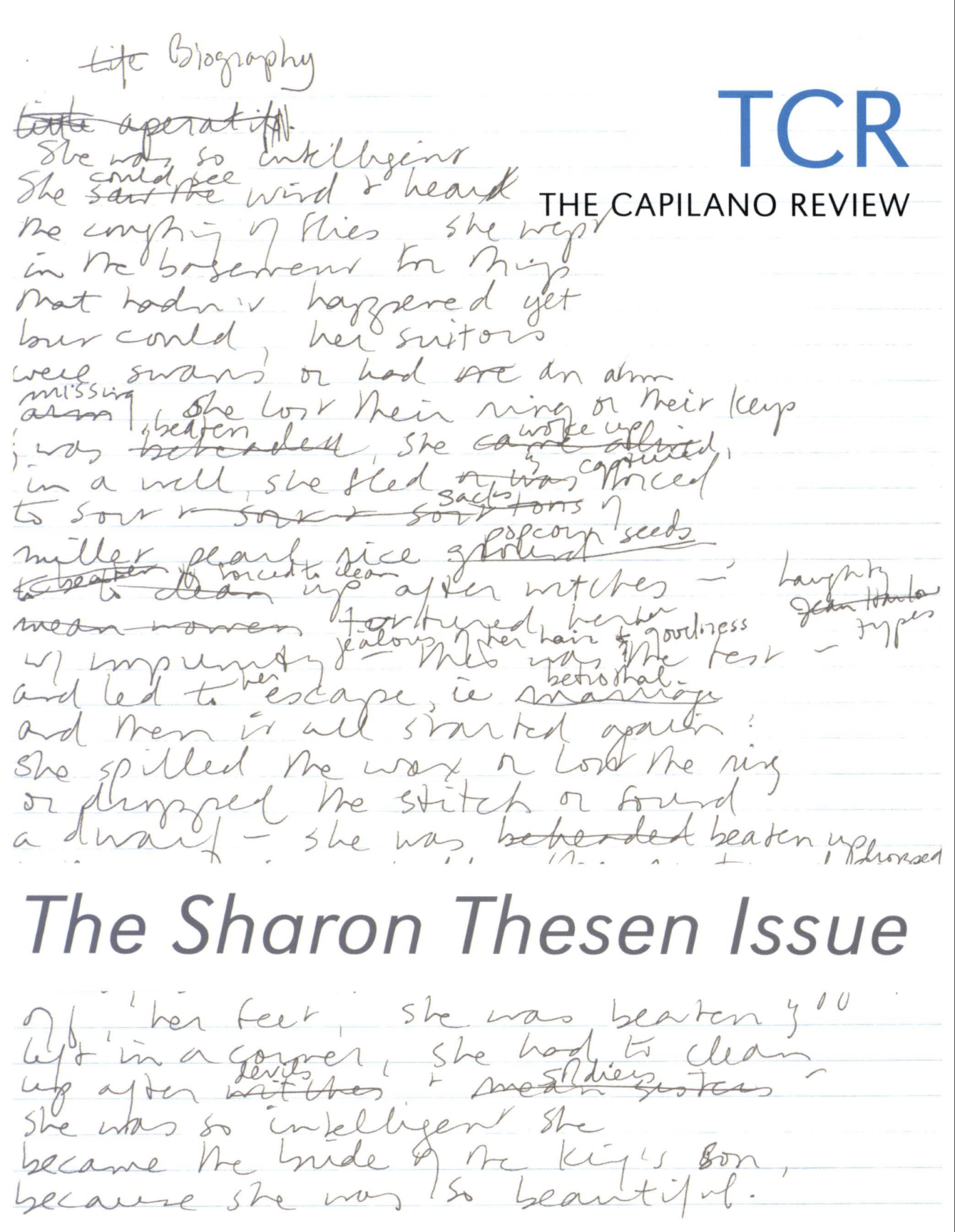 Sharon Thesen, Early MS for "Biography," Thesen Archive, Contemporary Literature Collection, Simon Fraser University