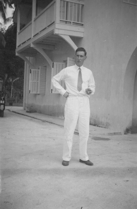 Arthur Buckle by bachelor mess house, George Town, Penang, 1930s. Photo courtesy of Daphne Marlatt.